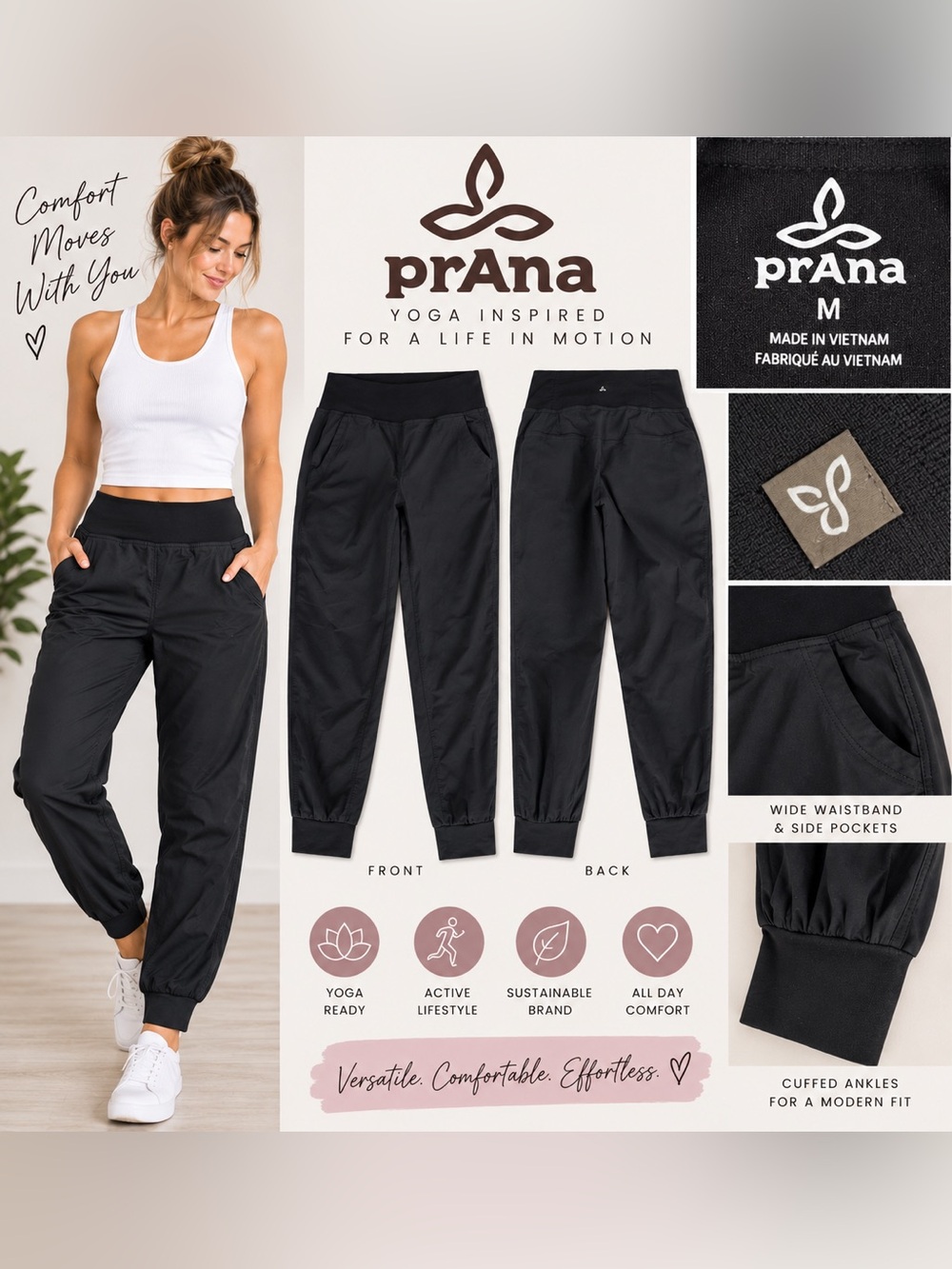 prAna Black Jogger Track Pants